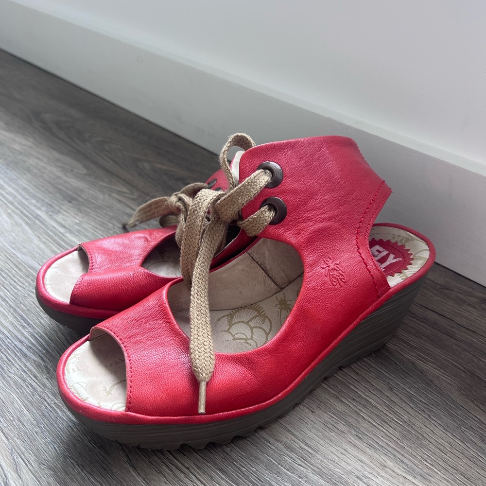 Fly London Red Espadrilles with Distinctive Design